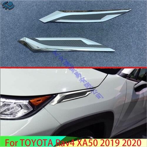 For TOYOTA Rav4 (XA50) 2019 2020 Decorate Accessories ABS Chrome Front Head Light Headlight Lamp Trim