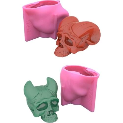Devil Horns/Shofar Skull Small Skull Shape Silicone Mold for DIY Decoration Making Soap Candle Melt Resin Polymer Clay