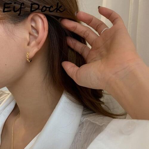 Eif Dock C Shape Earrings Women Geometry Gold Color Metal Retro Geometric Earrings Hoop Earrings For Female Girls Party Gift