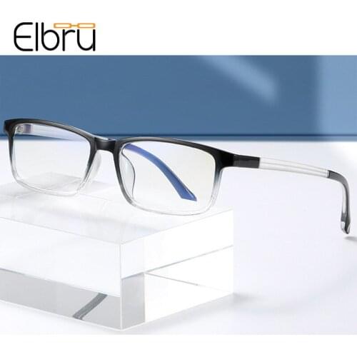 Elbru Retro Photosensitive Smart Color-changing Flat Lens Glasses Women Ultralight Gradient Color Frame Clear Plain Eyeglasses
