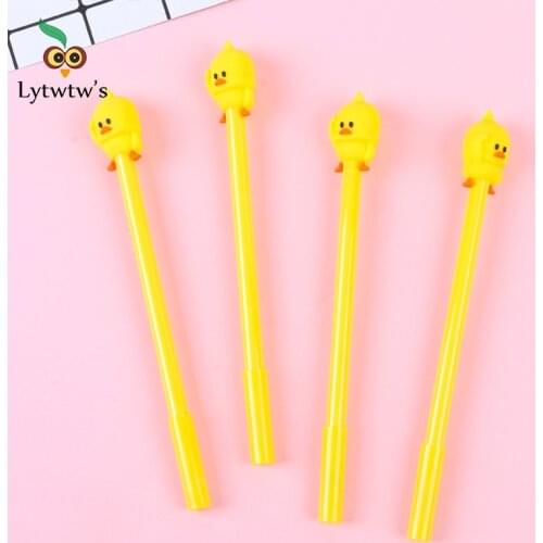 1 Pcs Lytwtws Gel Pen Cute Kawaii Cartoon Creative Yellow Duck School Office Supply Stationery sweet pretty lovely Animal