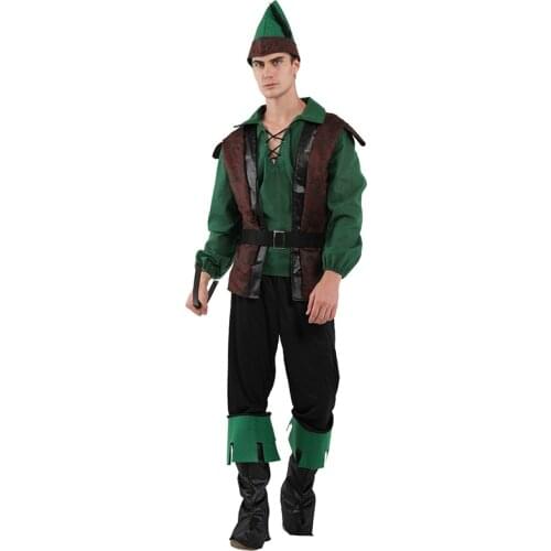 Carnival Man Robin Hood Forest Knight Cosplay Hunter Shooter Costume Halloween Fancy Party Dress