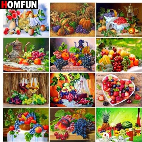 HOMFUN Full Square/Round Drill 5D DIY Diamond Painting "fruit and vegetable" Embroidery Cross Stitch 5D Home Decor Gift