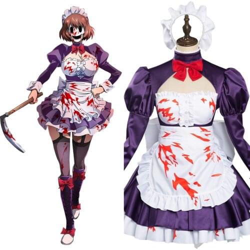Anime High-Rise Invasion Cosplay Maid Fuku Kamen Cosplay Costume Dress Outfits Halloween Carnival Suit
