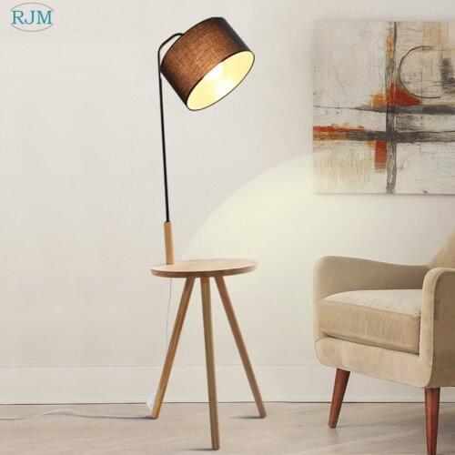 Nordic Creative with Table Vertical Floor Lamps Simple Modern Wooden Floor Light Sofa Coffee Study Bedroom Living Room Lighting