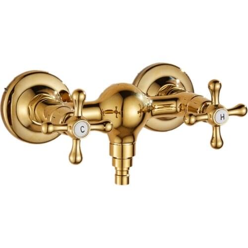 Washing Machine Faucet Copper Hot and Cold Mixer Tap Wall Mounted Dual Handle 1/2 and 3/4 Universality Outdoor Garden Faucet