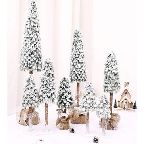 Christmas Creative PE Flocking Christmas Tree Desktop Decoration Mini Falling Snow Christmas Tree Business Scene Decoration