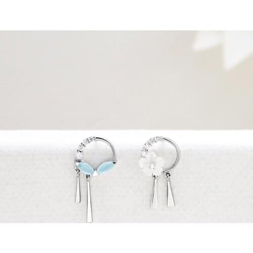 925 Sterling Silver Tassel Round Flower Drop Earring For Women Party Jewelry eh942