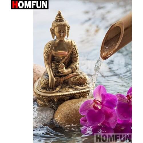 HOMFUN Full Square/Round Drill 5D DIY Diamond Painting "Religious Buddha" Embroidery Cross Stitch 5D Home Decor A09020