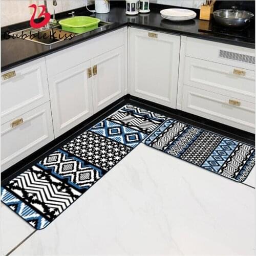 Bubble Kiss Non-slip Area Rug For Bedroom Nordic Geometric Fashion Blue Black Wavy Striped Kitchen Rug Kitchen Mat In Hallway