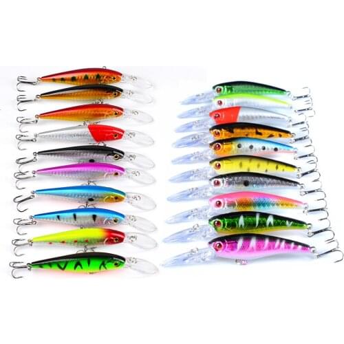 NEW 20pcs Hard Bait Minnow Fishing lures Bass Fresh Salt water japan sea 3D Eyes Wobbler Tackle Crankbait Pesca Baits kit set