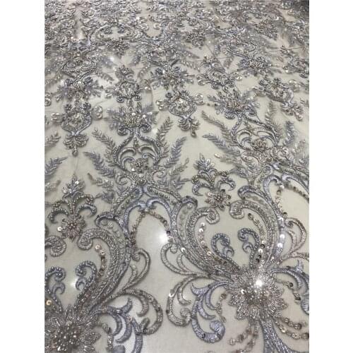 New Design S-2186813 Nigerian Lace Fabric with beads Lace Fabrics High Quality tulle t French Net Lace Fabric For Wedding