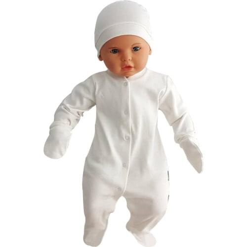 Infant Clothing Girls Boys Clothes Autumn Winter Newborn Plain Cream Beret Mittens Baby Set Cotton Long Sleeve Outfits Jumpsuit
