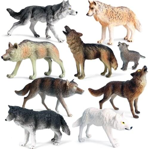 Original Wild Animals Simulation Beast Small Gray Wolf Baby Wolves Action Figures Collection Solid PVC High Quality Model Toy