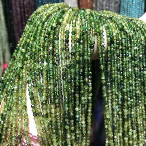 Wholesale Natural Gem Stone Beads Faceted Green Tourmaline Loose Beads DIY Bracelet Necklace for Jewelry Making 38cm