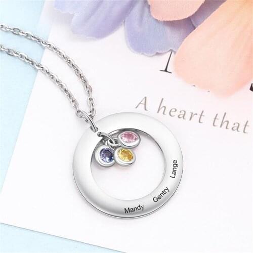 Fils New Custom Necklace Women Round Carve Name Hollow Out Choker Stainlesss Steel Custom Gem Necklace For Women Birthday Gift