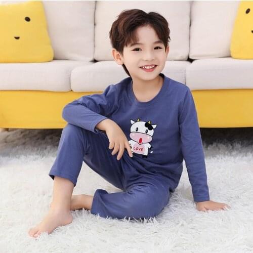 New Childrem Pajamas Set Cotton Cute Boys Pijama Nightwear Long Sleeve Autumn Winter Homewear Girls Young Sleepwear 12T 13T 14T