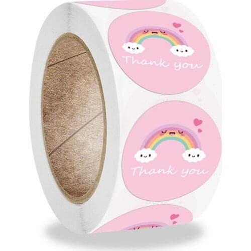 Rainbow Thank You Stickers for Your Order 500pcs 1" Pink Round Business Sealing Labels for Mail Supplies Envelope Gift Wrapping
