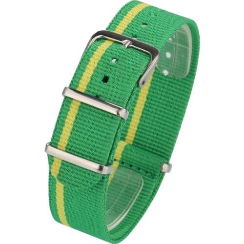 20mm Nylon Canvas Strap Unique Yellow Green Pin Buckle Watchband 20mm Watch Bracelet Women Men Practical Watches Straps Canvas