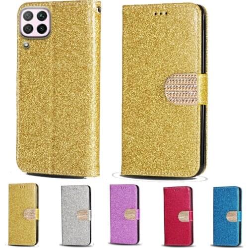 For Huawei P40 Lite 4G Luxury Glitter Diamond Flip Leather Wallet Phone Case For Huawei Nova 7i Phone cover card slot