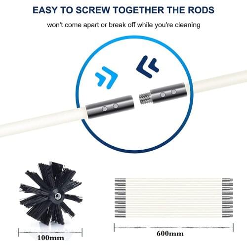 Chimney Cleaner Brush Nylon Clean Rotary Sweep Rotary Fireplaces Inner System Rod Tool Set For Kettle House Cleaning Tool