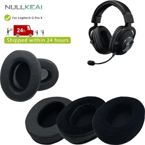 NULLKEAI Replacement Thicken Leather Velour Earpads For Logitech G Pro X Headset Upgraded Comfy Memory Sponge Cushion
