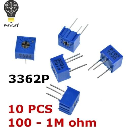 10PCS 3362P 101 201 501 102 202 502 103 203 503 104 204 504 105 Trimpo Trimmer Potentiometer 3362 500R 1K 2K 5K 10K 20K 50K 100K
