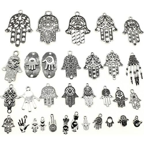 WYSIWYG 40g Antique Silver Color Zinc Alloy Random Mix Styles Hand Charms DIY Handmade Craft For Jewelry Making