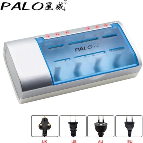 PALO Definite Time Battery Charger Bateria Timer Control 9.5 hours Charger For Nimh Nicd AA/AAA/SC/C/D/9V Rechargeable Batteries