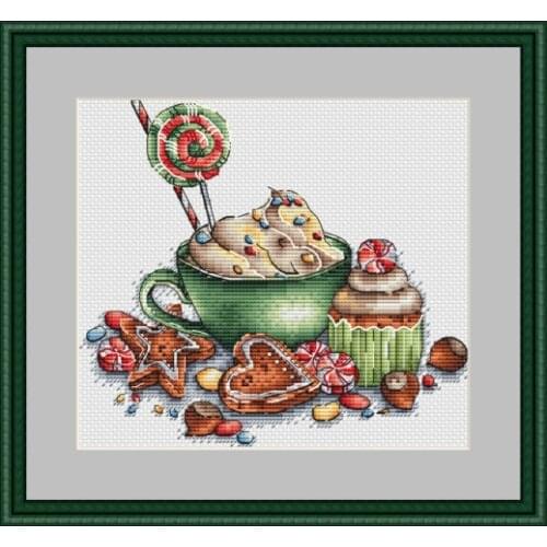 Green Christmas Cup 29-27 Counted Cross Stitch 11CT 14CT 18CT DIY Chinese Cross Stitch Kits Embroidery Needlework Sets
