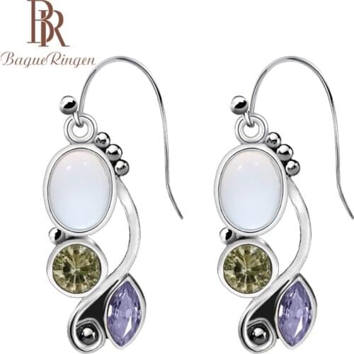 Bague Ringen earrings for charm women with amethyst gemstone 2019 female fine silver jewelry wedding party gift wholesale
