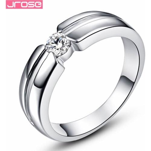 JROSE Wholesale Fashion Round Purple White Cubic Zirconia White Silver plated Ring Size 6 7 8 9 10 Women Wedding Ring Jewelry