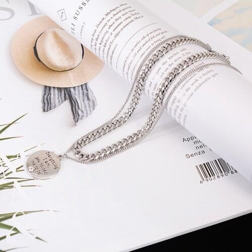 Exaggerated personality round coin pendant necklaces for women punk necklace Choker Collares hip hop jewelry dropshipping