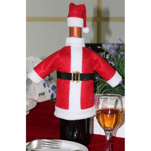 1 Set Christmas Decoration Red Wine Bottle Cover Bags Santa Claus Dinner Table Decoration Clothes With Hats Home Party Decors