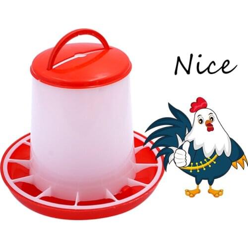 1 Pcs 1kg Chicken Feeder Bucket Tool Plastic Food Feeder Chicken Chick Hen Poultry Lid Handle Pail Feeding Watering Supplies