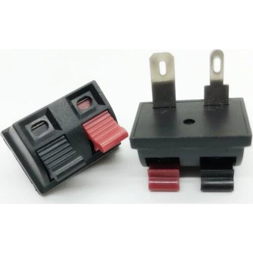 100pcs Small WP2-1 External Banana jack 2 Pin Speaker Amplifier Wire Clip Audio Socket Spring Terminal Switch LED Power clamp