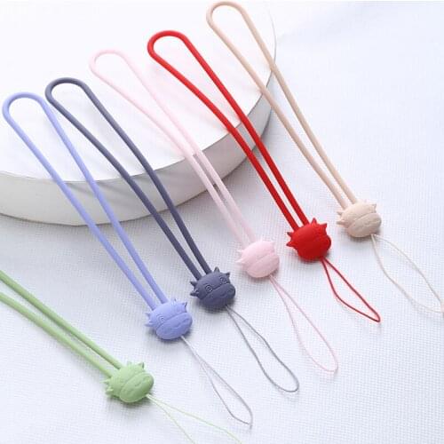 100pcs Cartoon cow silicone lanyard short wrist lanyard creative warm hand treasure U disk sling silicone mobile phone lanyard