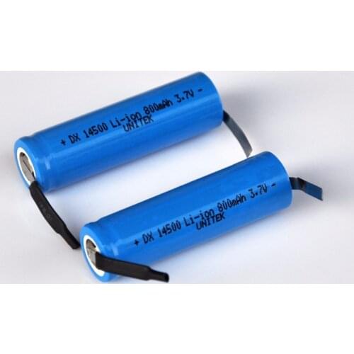 2-4PCS 3.7V AA rechargeable lithium ion battery 800mah 14500 li-ion cell soldering tabs for electric shaver razor toothbrush