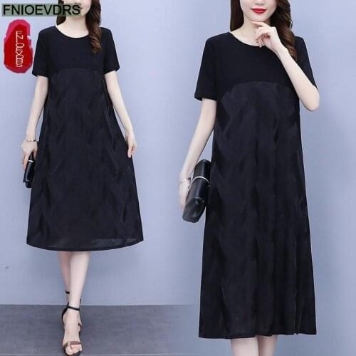 2021 Summer Women Solid Color Casual Black Plus Size Dress