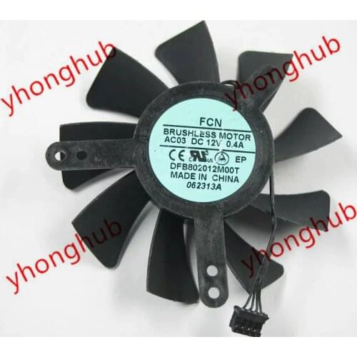 FCN CECON DFB802012M00T A910 A901 DC 12V 0.4A 4-wire Server Cooling Fan