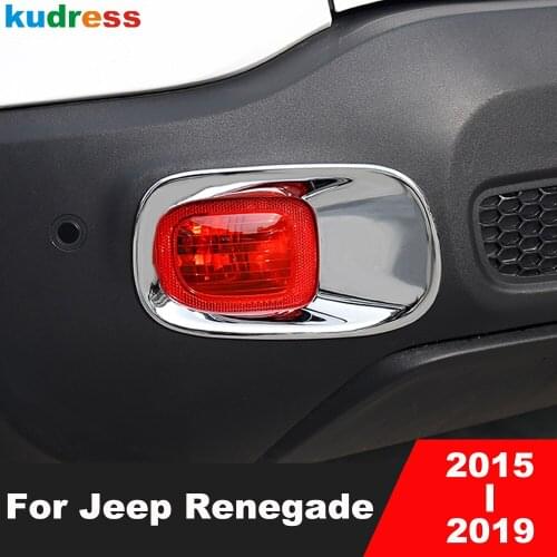 For Jeep Renegade 2015 2016-2019 ABS Chrome Tail Fog Light Lamp Frame Bezel Cover Trims Rear Fog Light Protective Car Trim 2pcs