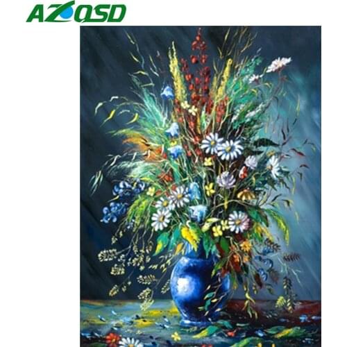 AZQSD Diamond Embroidery Daisy Mosaic Needlework Rhinestones Diamond Art Painting Flower Cross Stitch Kits Sale Home Decoration