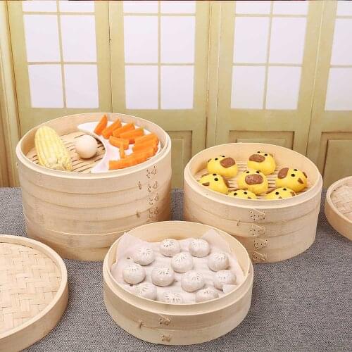 Bamboo Steamer Basket Steam Cooker With Cover Set Cooking Kitchen Tools For Snack Dim Sum Dumpling Fish Rice Vegetable Egg