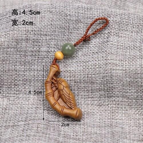 Cicada GIFT PENDANT car key chain peach woodcarving cicada pendant exorcism wooden birthday gift