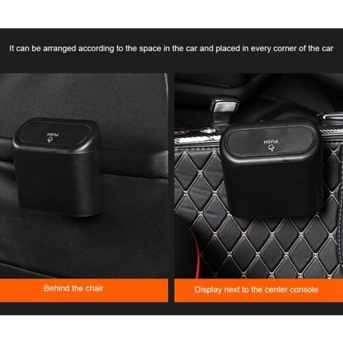 DHBH-Car Trash Can Interior Organizer Storage Box Car Garbage Bag Press Sealed Trash Can Auto Storage Bin Accessories