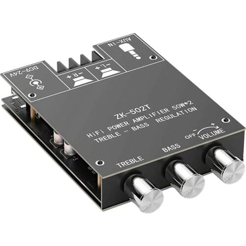 Bluetooth 5.0 Dual-Channel Stereo 50Wx2 High and Bass Adjustment Subwoofer Audio Power Amplifier Board
