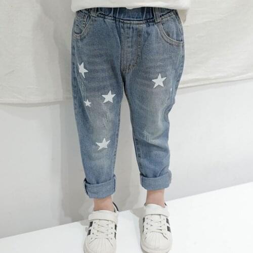 Girls Jeans Childrens Denim Pants 2019 Autumn New Baby Girl Star Print Casual Pants Toddler Trousers Baby Cowboy Jeans Pants