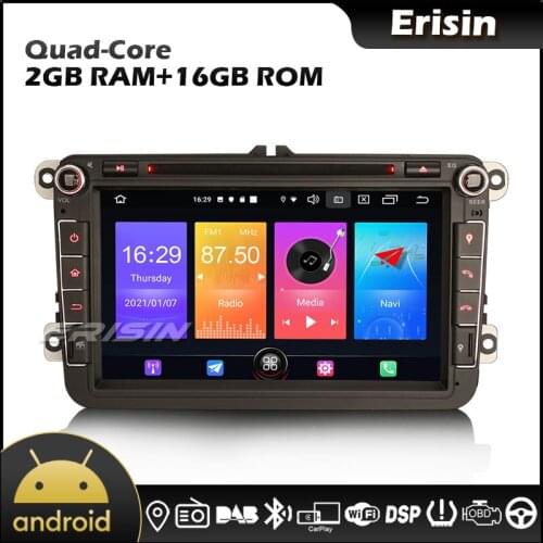 Erisin 2715 8" Android 10.0 Carplay and Auto DAB-In TPMS DVR OBD CAM Autoradio for VW Seat Skoda