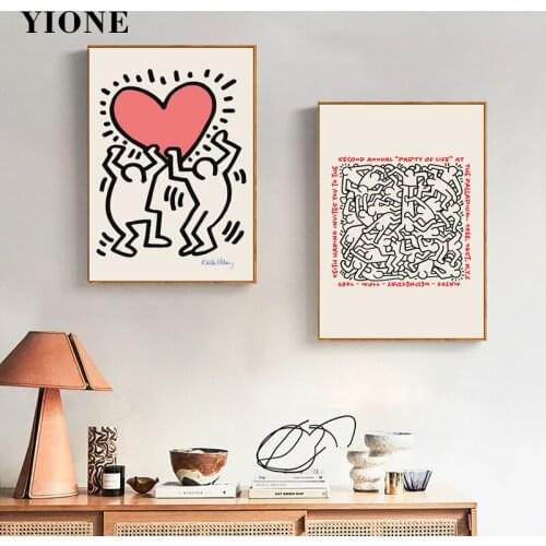 Graffiti Art Hollow Man Heart Canvas Paintings Famous Artist Abstract Figure Print Picture Wall Posters Living Room Decoration