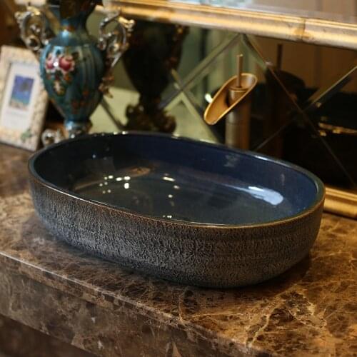 Jingdezhen ceramic table pot art basin European-style circular pattern bathroom washbasin retro household washbasin